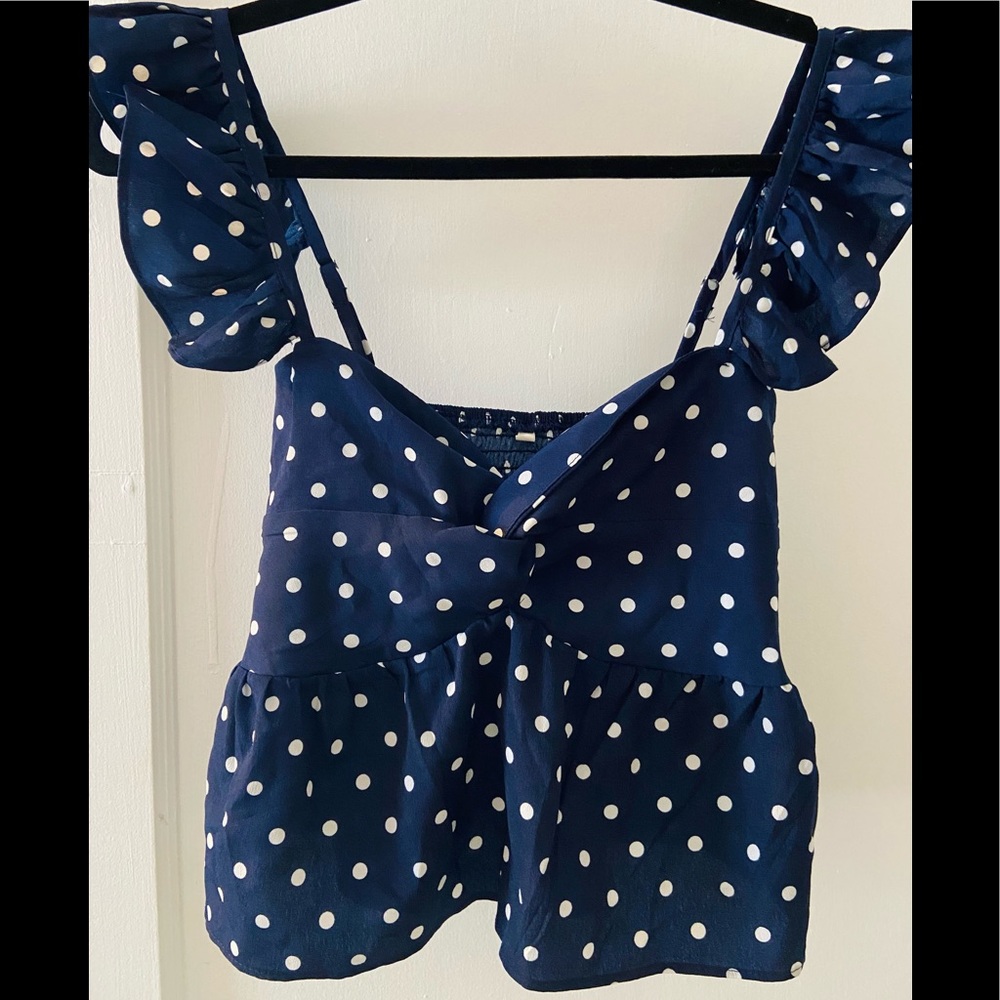 cute navy blue polkadot tank